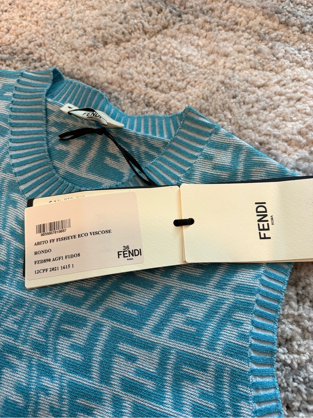 Fendi Vertigo FF Jacquard Knit Mini Blue Dress - Picture 6 of 10